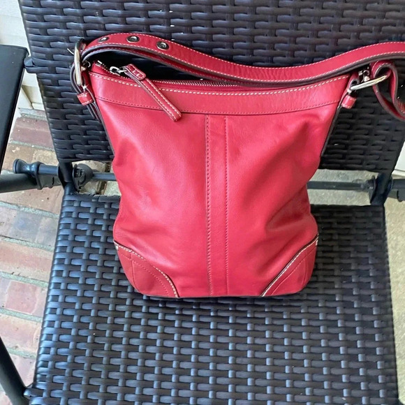Coach Red Leather Bucket Bag, Small - Picture 4 of 9